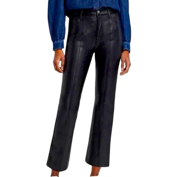 7 for all mankind Shiny Black Pleather Pants Size Large - Picture 1 of 13